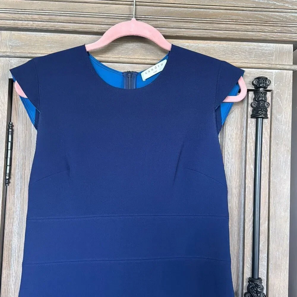 Sandro Paris Remind Blue Dress size 3 - Picture 5 of 13